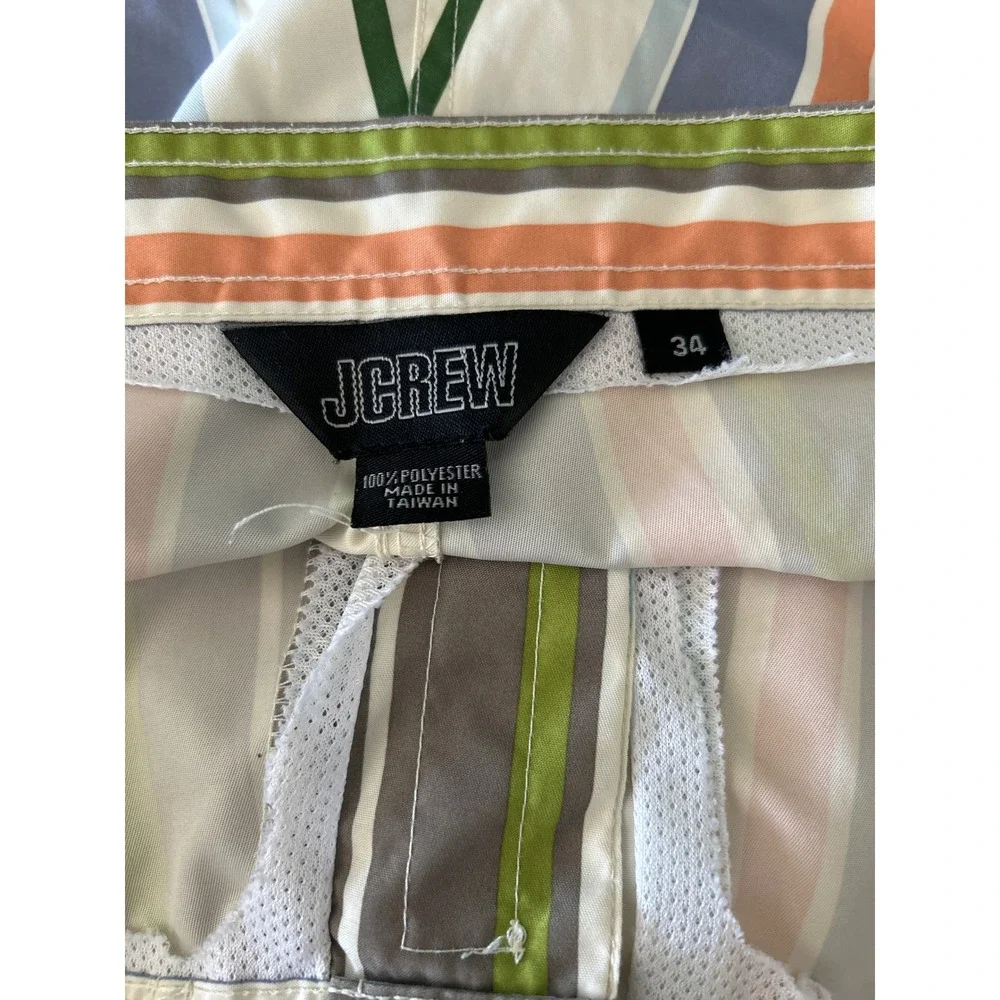 J. Crew Mens Striped Board Shorts Swim Trunks Multi-Color Size 34 no lining